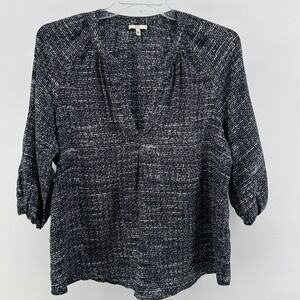 Joie Addie B Silk Balloon Sleeve Top Women M 3/4Sleeve V-neck Blouse Lightweight
